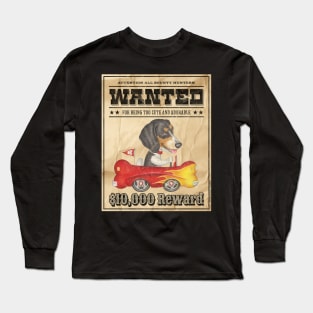 Funny Cute Beagle Dog Wanted Poster Long Sleeve T-Shirt